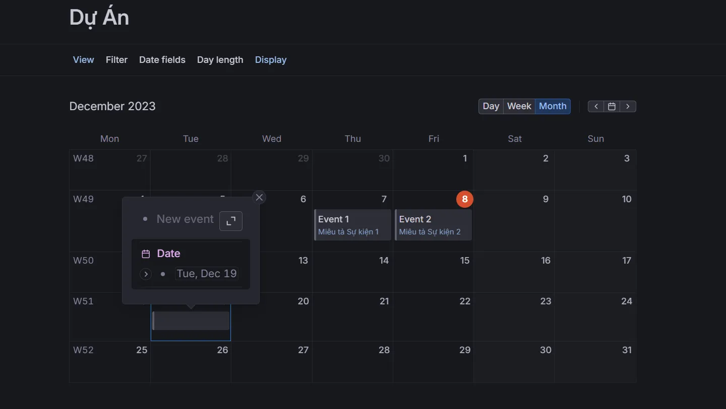 Calendar view