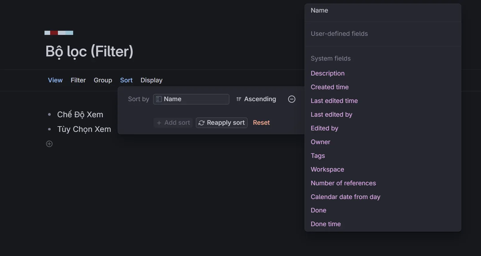 Sort by system field (system fields)